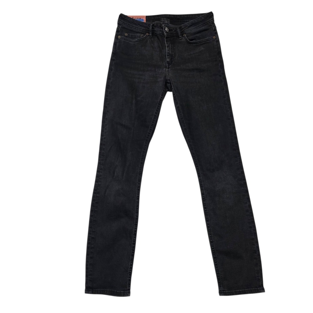 Acne Studios Climb Used Blk Womens 26 Black Skinny Jeans High Rise Stretch